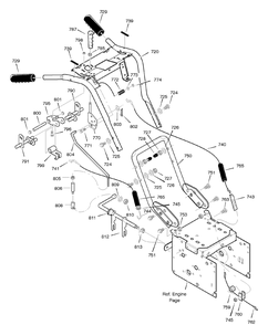 Handle Assembly Diagram and Parts List for 633134X54C 2004 Briggs and Stratton Snow Blower
